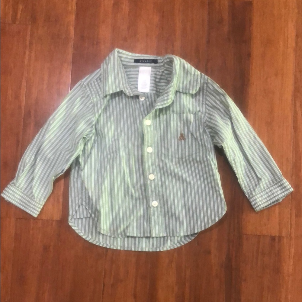 GAP Kids Green Striped Button-Down Shirt